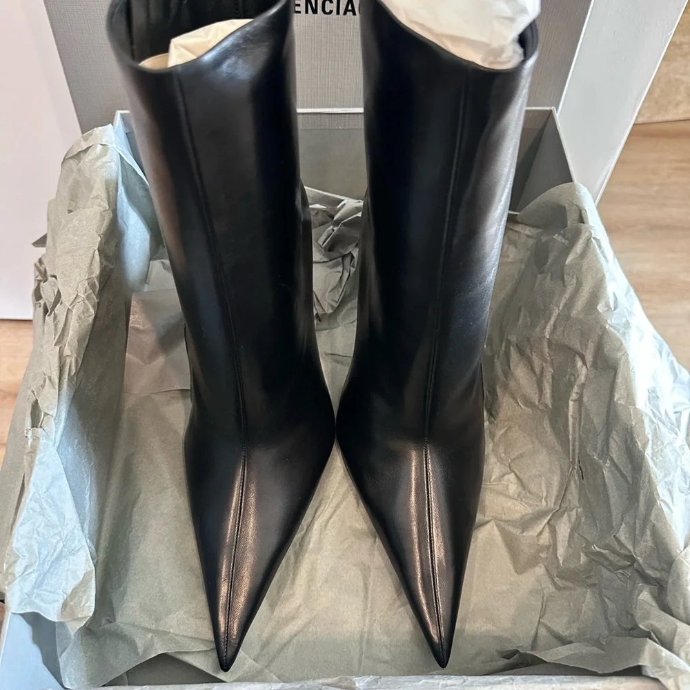 Balenciaga Witch Bootie Sleek Black Pointed Heels - Picture 2 of 5